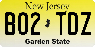 NJ license plate B02TDZ