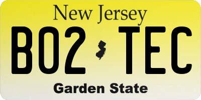 NJ license plate B02TEC