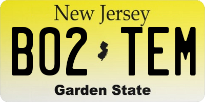 NJ license plate B02TEM