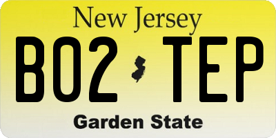 NJ license plate B02TEP