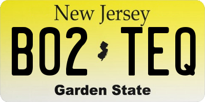 NJ license plate B02TEQ