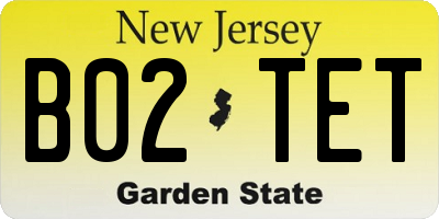 NJ license plate B02TET