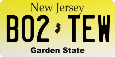 NJ license plate B02TEW