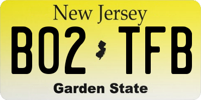 NJ license plate B02TFB