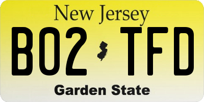 NJ license plate B02TFD