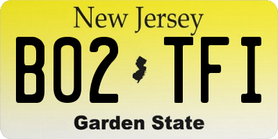 NJ license plate B02TFI
