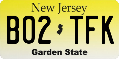 NJ license plate B02TFK