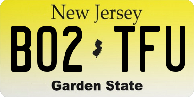 NJ license plate B02TFU