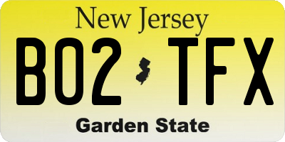 NJ license plate B02TFX