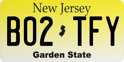 NJ license plate B02TFY