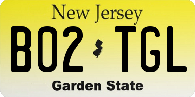 NJ license plate B02TGL