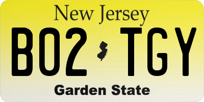 NJ license plate B02TGY
