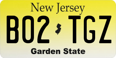 NJ license plate B02TGZ