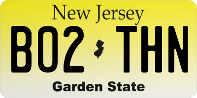 NJ license plate B02THN