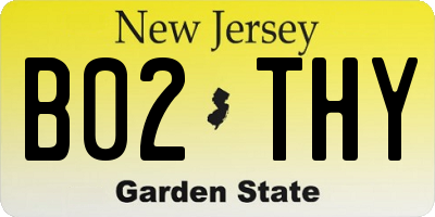 NJ license plate B02THY