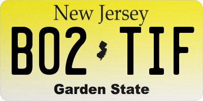 NJ license plate B02TIF