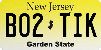 NJ license plate B02TIK