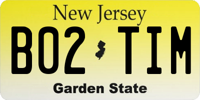 NJ license plate B02TIM