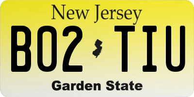 NJ license plate B02TIU