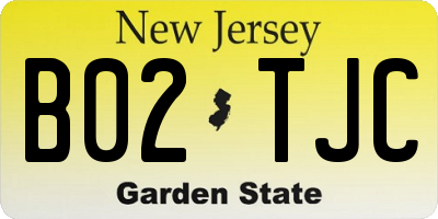 NJ license plate B02TJC