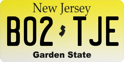 NJ license plate B02TJE