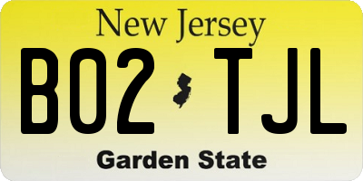 NJ license plate B02TJL
