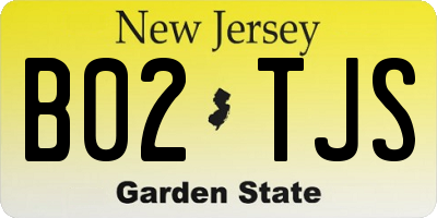 NJ license plate B02TJS