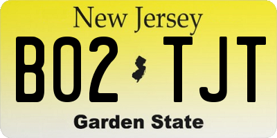 NJ license plate B02TJT