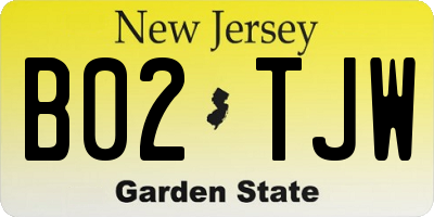 NJ license plate B02TJW