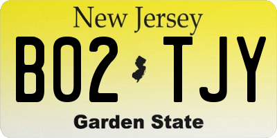 NJ license plate B02TJY