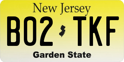 NJ license plate B02TKF