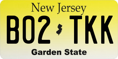NJ license plate B02TKK