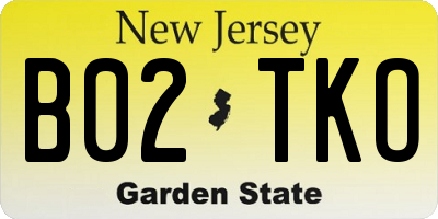 NJ license plate B02TKO