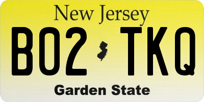 NJ license plate B02TKQ