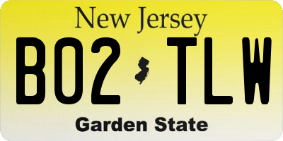 NJ license plate B02TLW