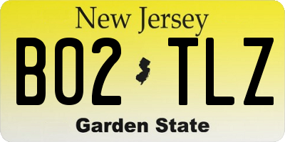 NJ license plate B02TLZ