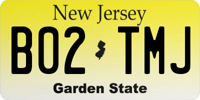 NJ license plate B02TMJ
