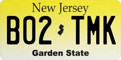 NJ license plate B02TMK