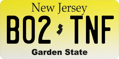 NJ license plate B02TNF