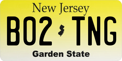 NJ license plate B02TNG