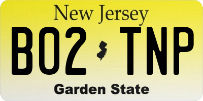 NJ license plate B02TNP