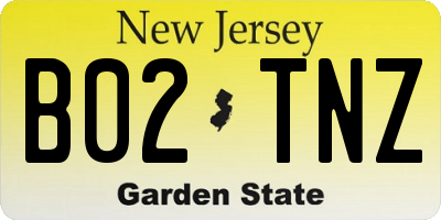 NJ license plate B02TNZ