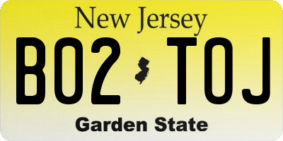NJ license plate B02TOJ