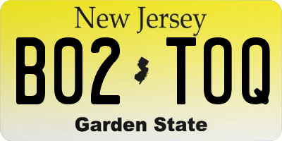 NJ license plate B02TOQ