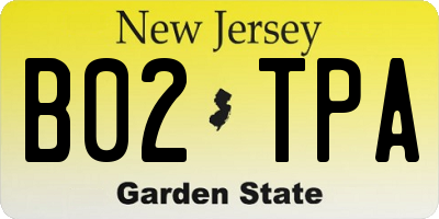 NJ license plate B02TPA