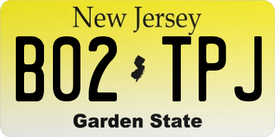 NJ license plate B02TPJ