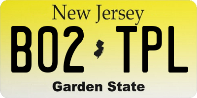 NJ license plate B02TPL