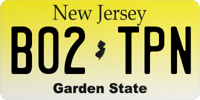 NJ license plate B02TPN