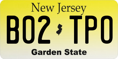 NJ license plate B02TPO