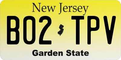 NJ license plate B02TPV